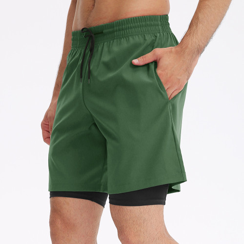 Men's Fake Two-Piece Fitness Shorts OEM/ODM Manufacturer for Compression Quick-Dry Athletic Training Apparel Wholesale.11411