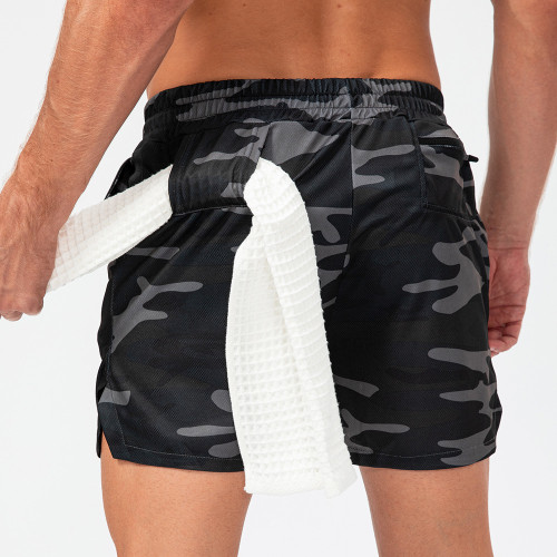 Men's Camouflage Shorts OEM ODM Wholesale Supplier - Quick-Dry Breathable Activewear with Towel Loop for Running & Fitness - Custom Apparel ManufacturerD13004