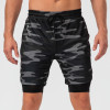 Men's Double Layer Fitness Shorts OEM/ODM/Wholesale Supplier | Quick-Dry Running Sports Pants Manufacturer with Earphone Hole for Brands & Importers | Custom ProductionD13014