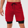 Men's Double Layer Fitness Shorts OEM/ODM/Wholesale Supplier | Quick-Dry Running Sports Pants Manufacturer with Earphone Hole for Brands & Importers | Custom ProductionD13014