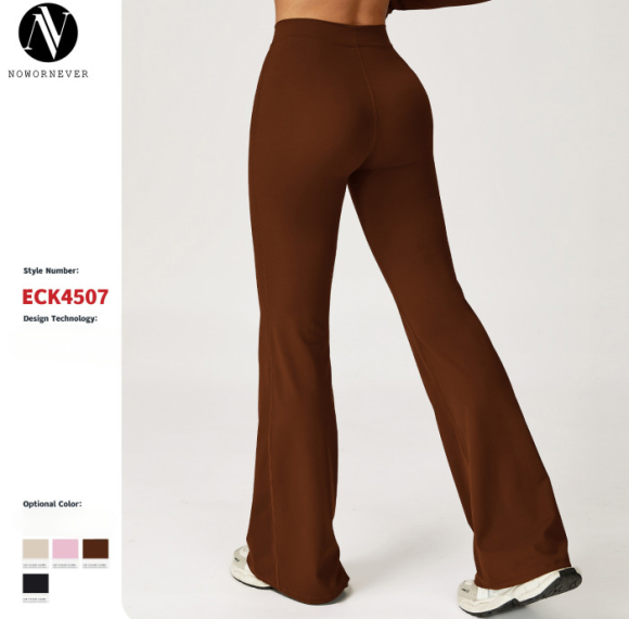 Wholesale OEM & ODM Brushed Sweatpants in European and American Style - High-Waisted, Tight-Fitting, and Slimming Flared Wide-Leg Design for Activewear & Fitness Apparel