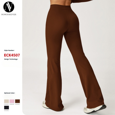 Wholesale OEM & ODM Brushed Sweatpants in European and American Style - High-Waisted, Tight-Fitting, and Slimming Flared Wide-Leg Design for Activewear & Fitness Apparel