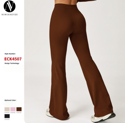 Wholesale OEM & ODM Brushed Sweatpants in European and American Style - High-Waisted, Tight-Fitting, and Slimming Flared Wide-Leg Design for Activewear & Fitness Apparel