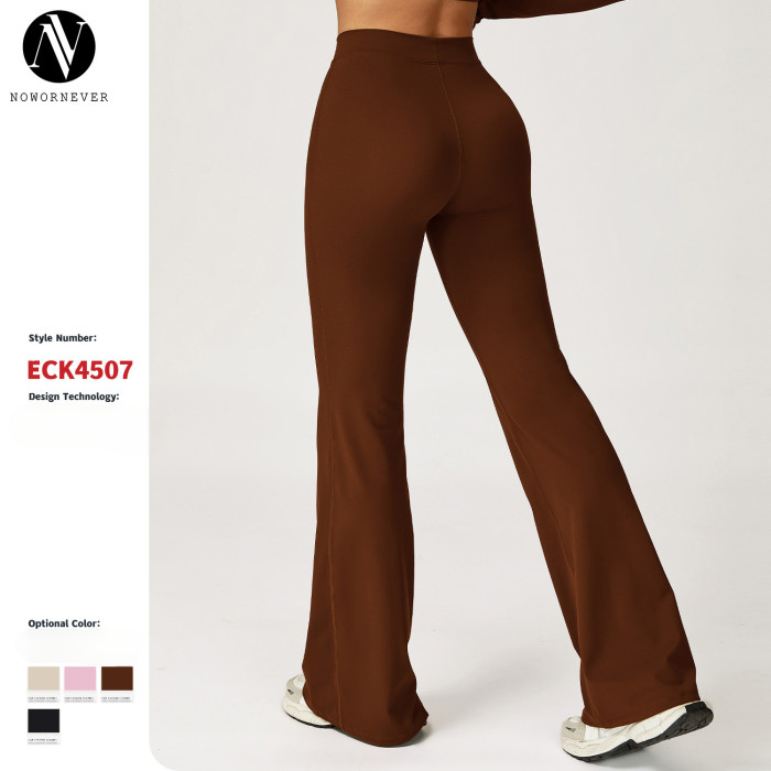 Wholesale OEM & ODM Brushed Sweatpants in European and American Style - High-Waisted, Tight-Fitting, and Slimming Flared Wide-Leg Design for Activewear & Fitness Apparel
