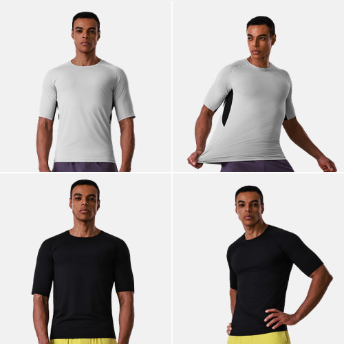 Men's Compression Fitness T-Shirt OEM ODM Manufacturer | Breathable Elastic Short Sleeve Sportswear for Wholesale BrandsAL68199
