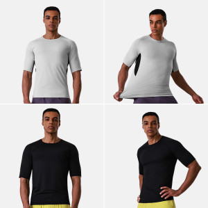 Men's Compression Fitness T-Shirt OEM ODM Manufacturer | Breathable Elastic Short Sleeve Sportswear for Wholesale BrandsAL68199