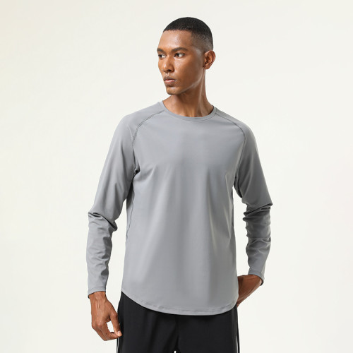 Men's Long Sleeve Fitness Shirt OEM ODM Wholesale Supplier for Running & Basketball Training Base Layers, Slim Fit Printable Athletic Apparel ManufacturerAL6841
