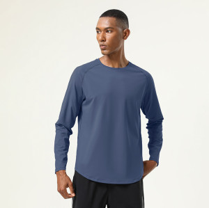 Fleece-Lined Men's Sports Long Sleeve T-Shirt Supplier | OEM ODM Private Label Custom Activewear Manufacturing for Gym & Running ApparelAL68173