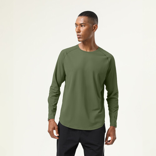 Men's Long Sleeve Fitness Shirt OEM ODM Wholesale Supplier for Running & Basketball Training Base Layers, Slim Fit Printable Athletic Apparel ManufacturerAL6841