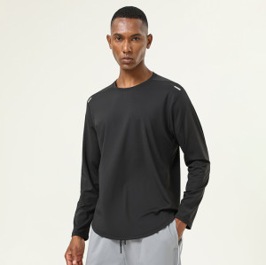 Men's Quick-Dry Long Sleeve Training Top OEM ODM Manufacturer | High-Elastic Nude Feel Sports Apparel Wholesale Supplier for Gym & Running Performance.AL6847