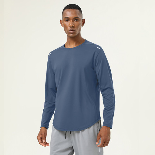 Men's Quick-Dry Long Sleeve Training Top OEM ODM Manufacturer | High-Elastic Nude Feel Sports Apparel Wholesale Supplier for Gym & Running Performance.AL6847