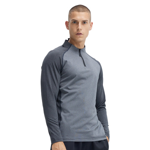 Half-Zip Long Sleeve Men's Compression Henley Shirt OEM ODM Manufacturer | Custom Quick-Dry Activewear & Running Top Wholesale Supplier for Private Label BrandsAL16821