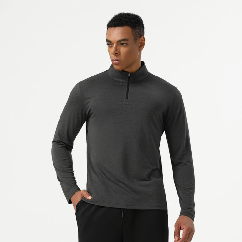 Men's Moisture-Wicking Half-Zip Sports Top | Manufacturer & Supplier for Private Label, Contract Manufacturing of Long Sleeve Breathable Performance Activewear.AL16877