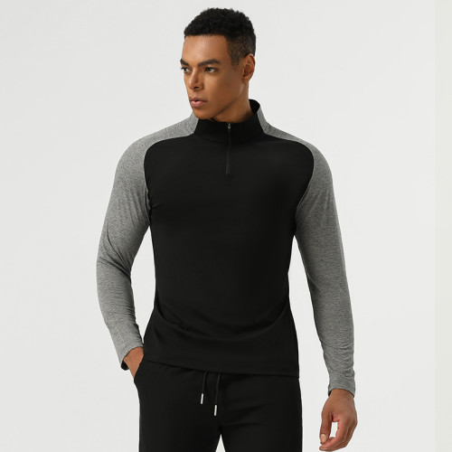 Men's Fitness Long Sleeve Jersey OEM ODM Wholesale Supplier - Custom Nylon High-Elastic Color-Block Cycling & Workout Wear ManufacturingAL16867