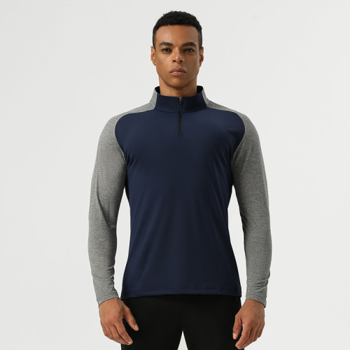 Men's Fitness Long Sleeve Jersey OEM ODM Wholesale Supplier - Custom Nylon High-Elastic Color-Block Cycling & Workout Wear ManufacturingAL16867