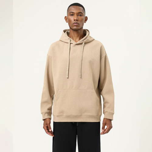 Loose Fit Men's Heavyweight Pullover Hoodie | Contract Manufacturing & Wholesale Supply of Polyester-Cotton Solid Color Sweatshirts for Importers.55015