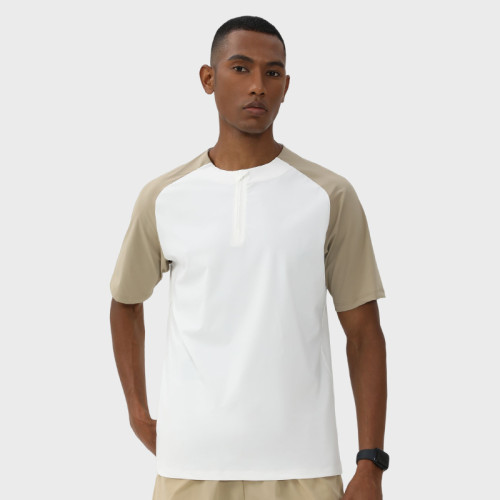 Unisex Quick-Dry Outdoor Sports T-Shirt OEM ODM Manufacturer, Sun Protection Half-Zip Color-Block Short Sleeve Slim Fit Activewear Bulk Supply.68121