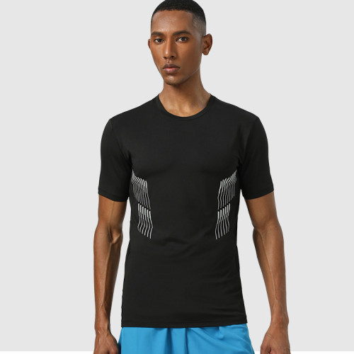 Men's Quick-Dry Sports T-Shirt OEM/ODM Custom Manufacturing for Gym Fitness & Outdoor Training Apparel | Reflective Slim Fit Wholesale SupplierAL16891