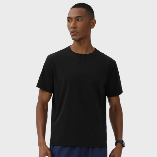 Men's Henley Neck Sports T-Shirt OEM ODM Custom Manufacturing UV Protection Quick-Dry Durable Activewear Fitness Apparel Factory Direct Wholesale Supplier68117