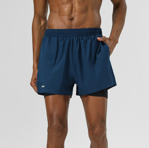 Double Layer 2-in-1 Sports Shorts OEM ODM Wholesale Supplier for Elastic Breathable Reflective Running Marathon Training Fitness Wear Manufacturing & Private Label SolutionsB81