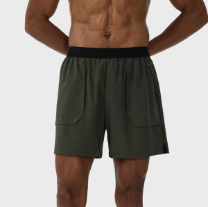 Cross-Border New Style Fake Two-Piece Sports Shorts with Towel Loop Zipper Pocket Breathable Comfortable Reflective Strip Running ShortsB99