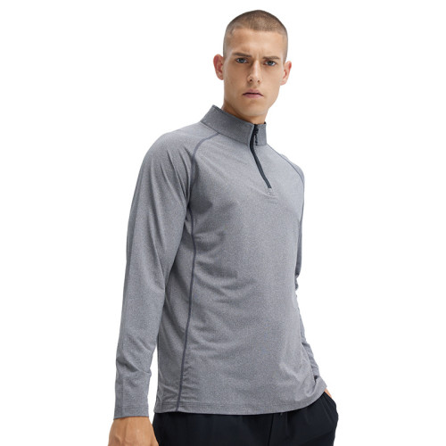 Men's Half-Zip Running Top Long Sleeve Quick-Dry Compression Stand Collar, OEM/ODM Sportswear Manufacturer & Wholesale Supplier for Gym Training Wear Brands