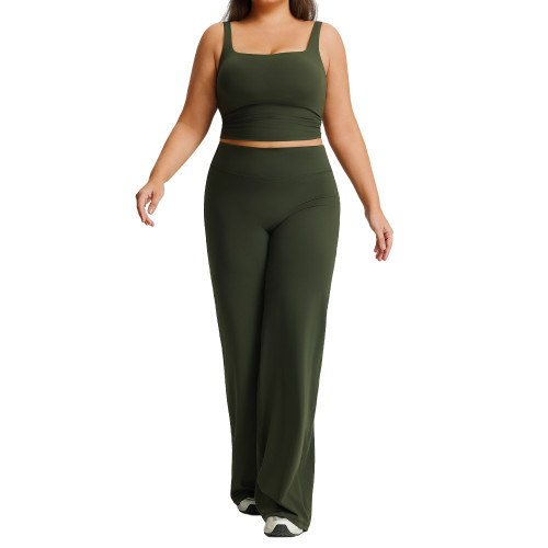 Plus Size Straight-Leg Yoga Set | OEM ODM Activewear Manufacturer & Wholesale Supplier for Women's High-Stretch, Quick-Dry Gym & Outdoor Fitness WearF244-245plus