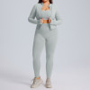 Plus Size Long-Sleeve Yoga Set OEM/ODM Manufacturer | High-Stretch Quick-Dry 3-Piece Sportswear for Women's Activewear & Gym Wear Brands, Wholesale SupplyF213-215-216Plus