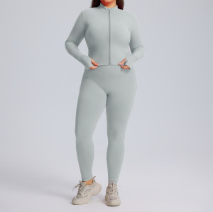 Plus Size Long-Sleeve Yoga Set OEM/ODM | High-Stretch Quick-Dry Sportswear Manufacturing for Activewear & Gym Brands, Wholesale SupplierF213-216Plus