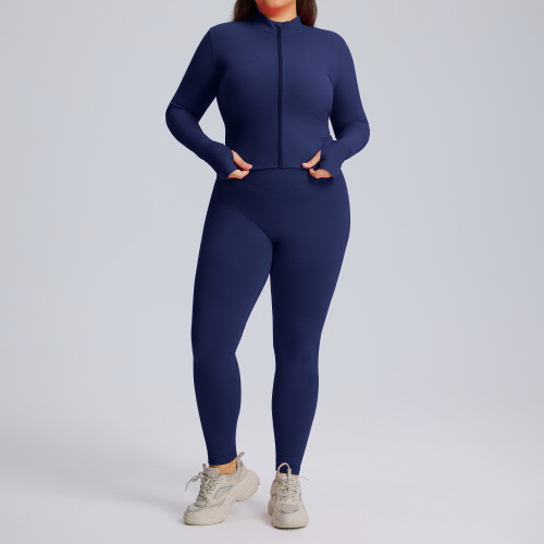 Plus Size Long-Sleeve Yoga Set OEM/ODM | High-Stretch Quick-Dry Sportswear Manufacturing for Activewear & Gym Brands, Wholesale SupplierF213-216Plus