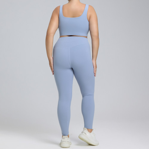 Plus Size Activewear Yoga Set OEM ODM Wholesale Supplier for European & American Market, Lycra Brushed Two-Piece Running & Gym Apparel Production for BrandsF222-221