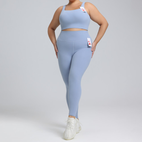 Plus Size Activewear Yoga Set OEM ODM Wholesale Supplier for European & American Market, Lycra Brushed Two-Piece Running & Gym Apparel Production for BrandsF222-221