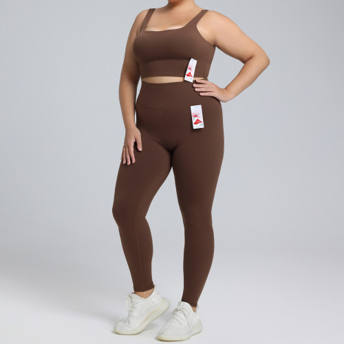 Plus Size Activewear Yoga Set OEM ODM Wholesale Supplier for European & American Market, Lycra Brushed Two-Piece Running & Gym Apparel Production for BrandsF222-221