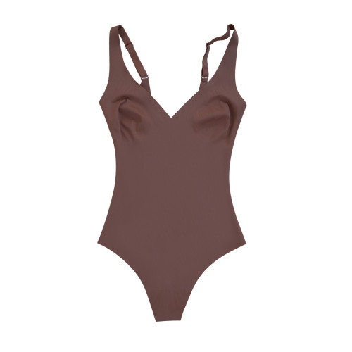 Seamless Bodysuit Shapewear OEM/ODM Manufacturer - Custom Solid Color V-Neck Body Shaper for Private Label Apparel Brands & Wholesale Supply000637coco