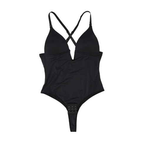 Slim Fit Deep V Body Shaper OEM ODM Supplier for Lingerie & Bodyshape Wear Brands, Custom Tummy Control Thong Back Design for Wholesale Production.MT000111B