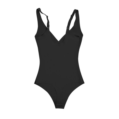 Waist Trainer Body Shaper OEM ODM Manufacturer & Wholesale Supplier | Seamless Black Adjustable Strap Bodysuit for Private Label Brands & Importers000637B