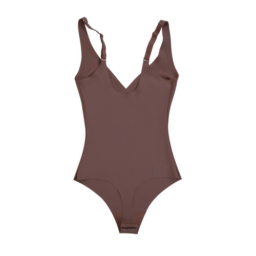 Seamless Bodysuit Shapewear OEM/ODM Manufacturer - Custom Solid Color V-Neck Body Shaper for Private Label Apparel Brands & Wholesale Supply000637coco