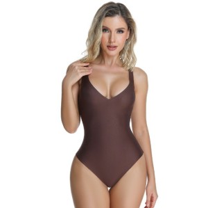 Seamless Bodysuit Shapewear OEM/ODM Manufacturer - Custom Solid Color V-Neck Body Shaper for Private Label Apparel Brands & Wholesale Supply000637coco
