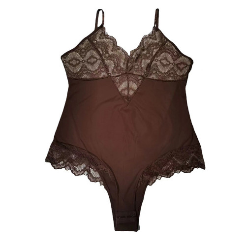 Plus Size V-Neck Lace Waist Trainer Sculpting Shapewear Bodysuit OEM/ODM Manufacturer | Custom Private Label Apparel for Brands & Wholesalers.DG0831