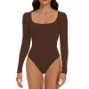 Solid Color Seamless Bodysuit OEM/ODM Contract Manufacturing | High-Stretch Square Neck Long Sleeve Butt-Lift Shapewear for Brands, Retailers & Sourcing Agents.DG0834