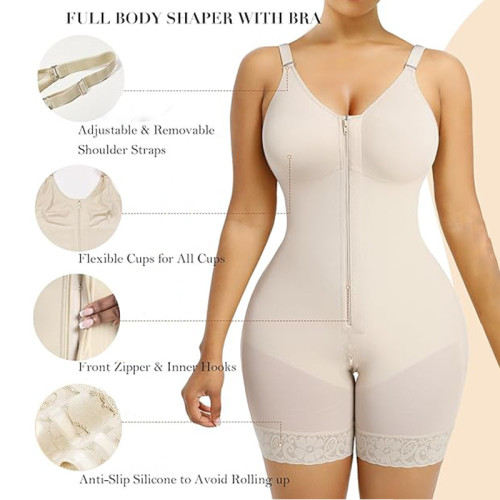 Tummy Control Bodysuit Shapewear OEM ODM Manufacturer, Wholesale Supplier for Private Label Brands | Zipper Crotch Butt-Lift Firm ControlM3001