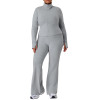 ODM Plus Size Activewear Set Supplier | Custom Butt-Lift High-Stretch Flared Pants & Stand Collar Jacket with Milk Silk FabricP02517