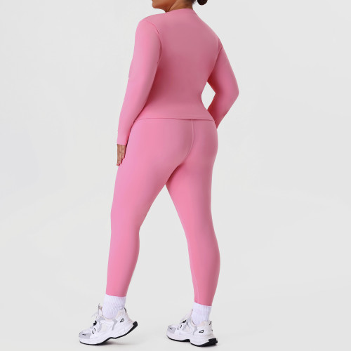 Plus Size Slim Fit Yoga Leggings & Long Sleeve Gym Set | OEM ODM Wholesale Supplier for Activewear Brands & Distributors | Custom Apparel ManufacturingP02519
