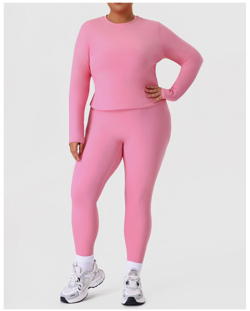 Plus Size Slim Fit Yoga Leggings & Long Sleeve Gym Set | OEM ODM Wholesale Supplier for Activewear Brands & Distributors | Custom Apparel ManufacturingP02519
