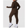Activewear Manufacturer: Nude-Feel Yoga Set, Plus Size 2-Piece Zip-Up Jacket & Slim Fit Pants, OEM/ODM Wholesale Gym Wear Supply.P02520