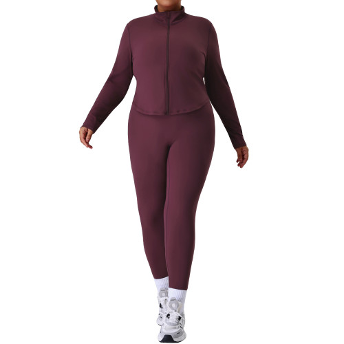 Plus Size Activewear Yoga Sets OEM ODM Manufacturer | High-Stretch Nude-Feel Body Sculpting Sportswear for Brands | Custom Gym Running Apparel Wholesale SupplyP02526
