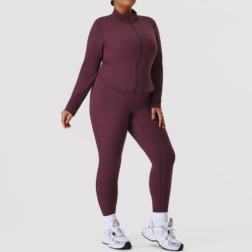 Plus Size Activewear Yoga Sets OEM ODM Manufacturer | High-Stretch Nude-Feel Body Sculpting Sportswear for Brands | Custom Gym Running Apparel Wholesale SupplyP02526