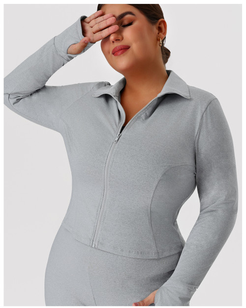 Plus Size Yoga Jacket OEM/ODM Manufacturer, Fall/Winter Warm Long Sleeve Sports Top for Brands & Wholesalers, Custom Activewear ProductionP02517-W
