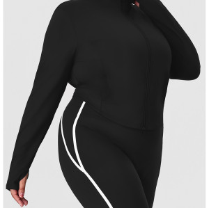 Sourcing Agent & ODM Supplier for Plus Size Stand Collar Windproof Yoga Jackets | Contract Manufacturing of Sports & Gym Fitness Wear with Custom DesignP02527-W