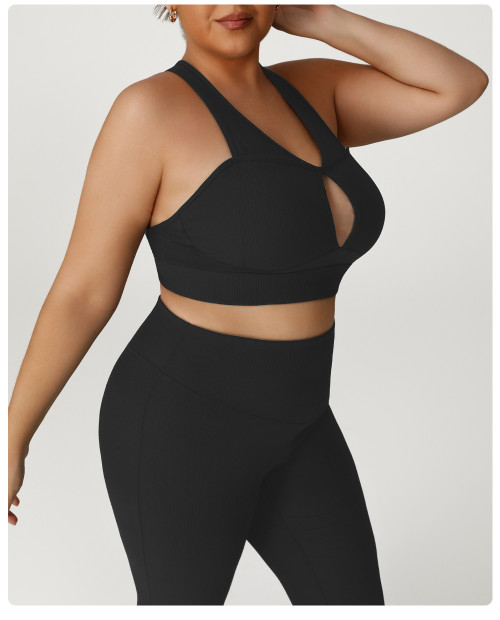 Plus Size Ribbed Sports Bra Manufacturer & OEM/ODM Supplier for High Support Yoga & Gym Activewear, Wholesale & Private Label ProductionP02503-W.